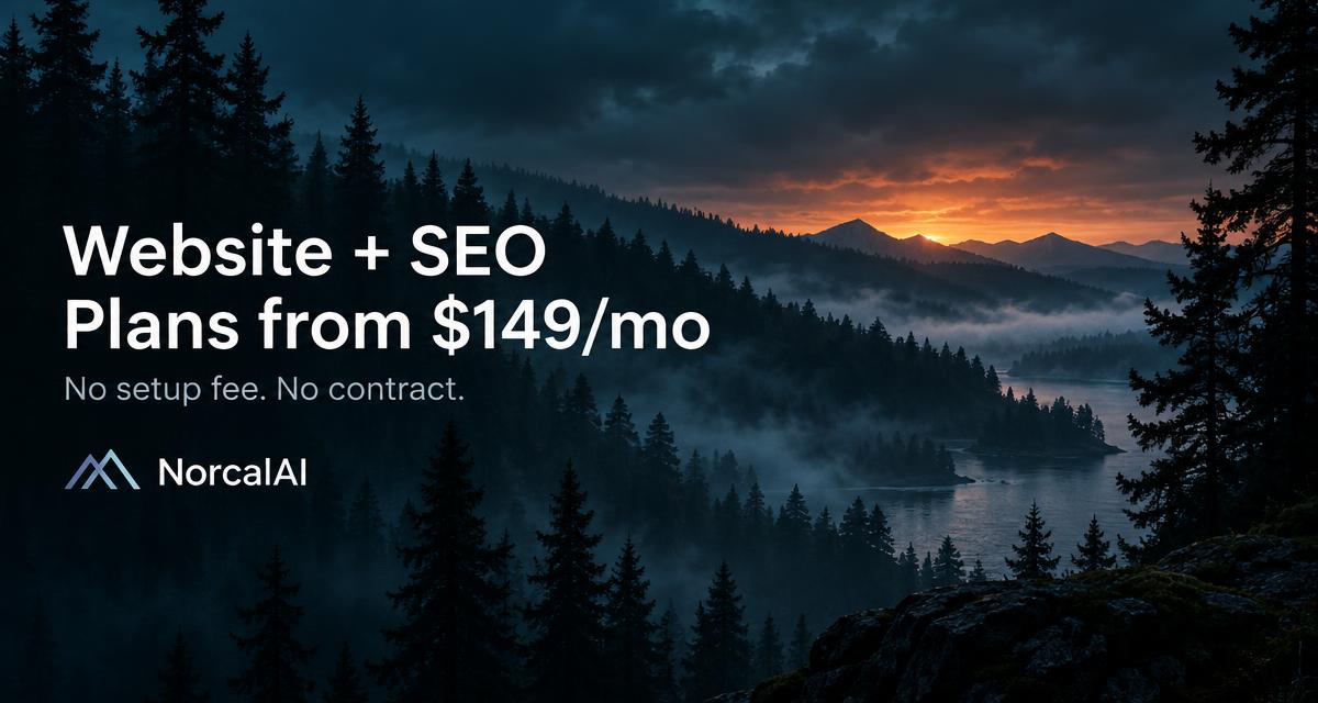 NorcalAI website and SEO plans from $149 per month